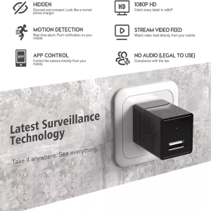 Spioneer Camera - verborgen in (Werkende)  SmartPhone / USB oplader. FULLHD - SD opslag en WiFi